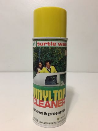 Vintage 70s Turtle Wax Vinyl Car Top Cleaner Aerosol Can Spray Photo Label 1979
