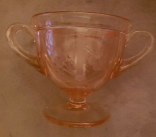 Vintage Pink Depression Glass Footed Sugar Bowl
