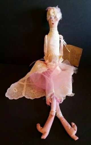 Vintage Handmade Pink Angel Of Hope Doll Unique Ooak One Of A Kind 21 " Sea Shell