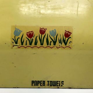 Metal Mid Century Modern Metal Wax Paper Towel Foil Yellow with Flowers Vintage 2
