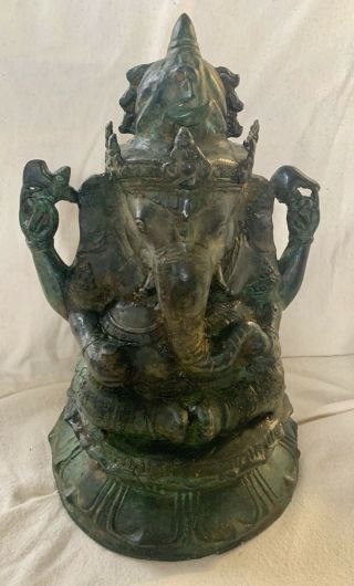 Antique India Ganesh Elephant God Hindu Bronze Brass Statue - Museum Quality 13”