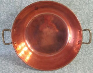 Vintage French 15 " Copper Jam Pan 1.  6 Kg Preserves Cook Pot Bowl Brass Handles