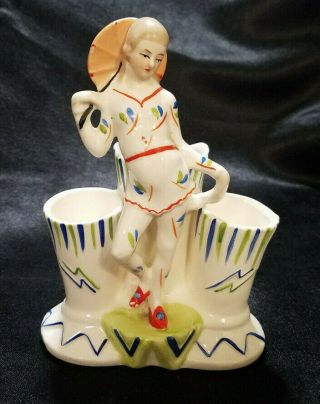 Rare Germany Art Deco Porcelain Lady Figural Vase