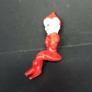 Vintage Ceramic Christmas Girl Elf Pixie Shelf Sitter Figure Red California 4 "