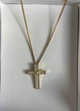 Vintage 18ct Gold Over Sterling Silver Large Crucifix Cross & Chunky Curb Chain