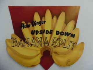 C.  1950s Hum - Dinger Banana Split Paper Sign Vintage Atomic Age Drive - In Vintage