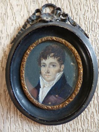 Fine Antique Early 19th Century Gentleman Miniature Portrait 1820 