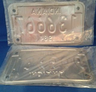 2 Consecutive Numbered Vintage 1984 Indiana Motorcycle License Plates Un - Issued 3