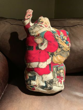 Vintage Stuffed/weighted Santa Claus With Gift Bag Handmade 10” Wide 19” Tall