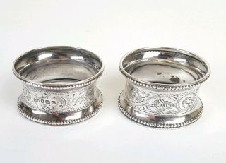 2 X Antique Vintage Birmingham Silver Napkin Rings By Rolason Brothers 1912