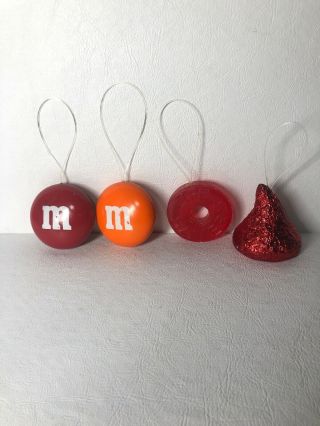 Vintage Plastic M&m Life Saver Red Orange Candy Christmas Ornament Kiss Nabisco