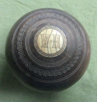 Cc4.  Antique Lawn Bowls Wood Bowling Ball