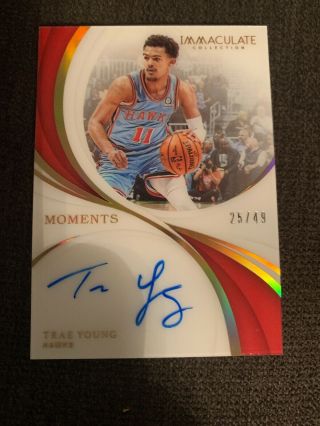 2018 - 19 Immaculate Basketball Trae Young Auto Acetate Sp 25/49 Moments Hawks