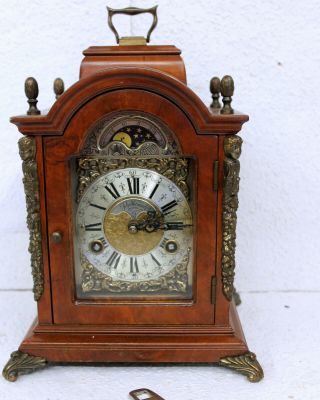 Old Table Clock Dutch Vintage Moonphase Clock Walnut Warmink Wuba