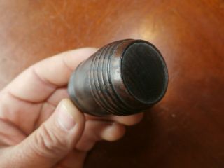 Vintage Antique Carved Turned Wooden Treenware Inkwell Ink Bottle Travel Pocket 3