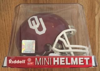 U.  Of Oklahoma Sooners Riddell Mini Helmet In The See Through Factory Box