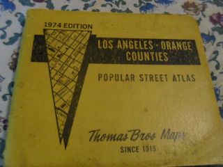 1974 Thomas Bros Maps Los Angeles Orange Counties Popular Street Atlas