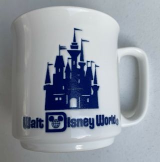 Vintage Walt Disney World Coffee Mug Cup Castle Made In Japan White/blue Mickey