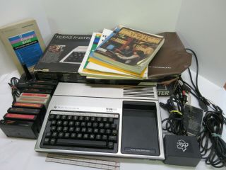 Texas Instruments Vintage Ti - 99/4a Home Computer Box Manuals And More