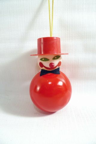Creepy Clown Snowman Plastic Christmas Ornament Vintage 3 - 1/2 "