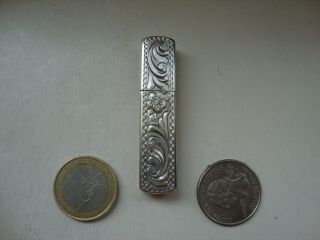Vintage Engraved Sterling Silver Pocket Cigarette Lighter Briquet Benzin