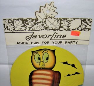 Package.  Vintage Favorline Halloween Die - Cut Party Decoration Owl On Branch,  Bat