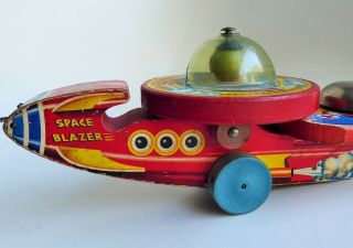 VINTAGE 1953 FISHER PRICE SPACE BLAZER SHIP No.  750 WOODEN PULL TOY 14 