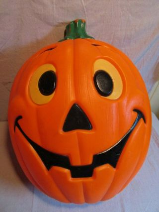 Vintage 25 " Halloween Goofy Cross Eyes Pumpkin Jack O Lantern Lighted Blow Mold