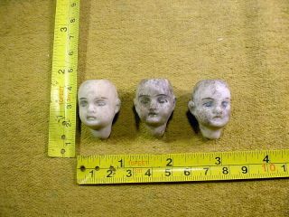 3 X Excavated Vintage Lovely Bisque Swivel Doll Head Age 1890 German A 13779