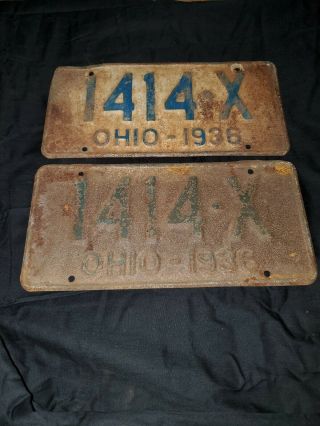 Vintage 1936 Ohio License Plate Pair