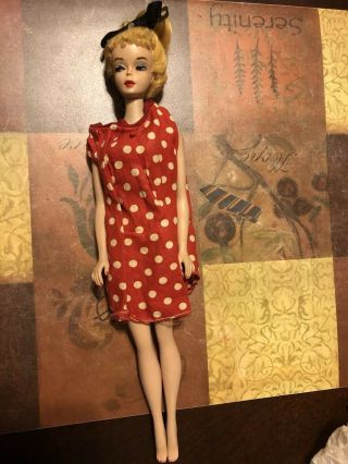 Vintage Barbie Mattel Ponytail Doll 5 Blonde W/ Blue Eyes 1961