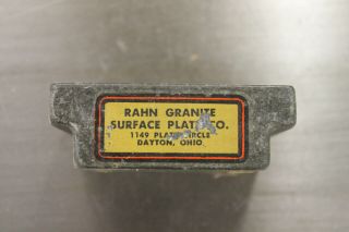 Vintage Rahn Granite Surface Plate Co.  Salesman Sample Surface Plate 2 " X 2 7/8 "