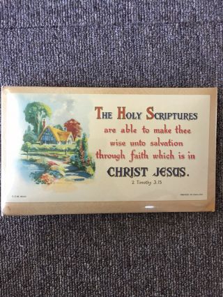 Vintage Catholic Religious Holy Tin Plaque Holy Sacred The Holy Scriptures
