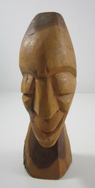 Vintage African Bust Head Face Statue Hand Carved Wood Wooden Figurine