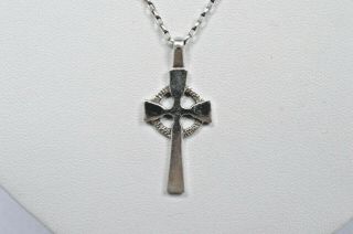 Vintage Sterling Silver Scottish Ola Gorie St Peters Cross Pendant Necklace