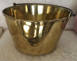 Huge Antique American Brass Kettle Co 2 Large Pail Bucket 19” Apple Butter