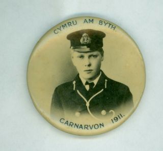 Vtg 1911 Prince Of Wales King Edward Viii Investiture Pinback Button Carnarvon