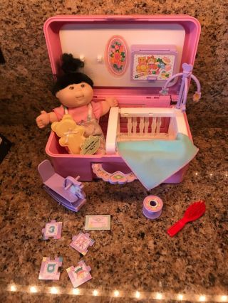 Vintage Mattel 1995 Cabbage Patch Kid Travel Case Nursery Asian Baby Pink Case