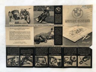 1951 Bmw Motorcycle Sales Brochure Vintage Advertising Sidecar