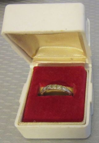 20s Antique 14k Diamond Band Sz 4 Chased Yellow Gold 7 - Stone Ring Stackable