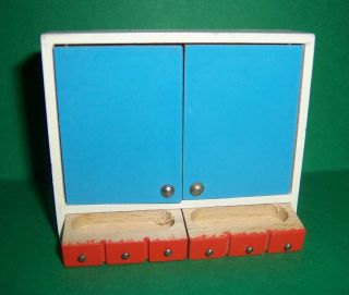 VINTAGE 1960 ' s/70 EARLY LUNDBY DOLLS HOUSE RARE KITCHEN WALL UNIT 2