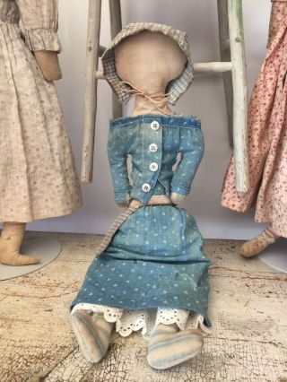 Best Folk Art Hand Made Cloth Doll Made With Antique Textiles