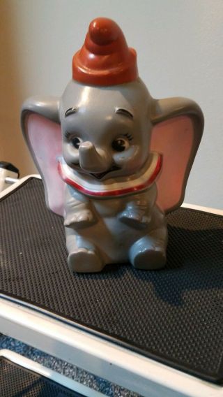 Vintage Walt Disney Productions Dumbo Flying Elephant Piggy Coin Bank 6 Inch