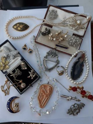 Victorian Art Deco & Vintage Jewellery Brooches Necklaces Silver Etc