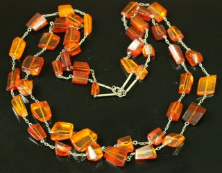 Natural Old Antique 57gr Cognac Honey Baltic Amber Stone Double Necklace B804