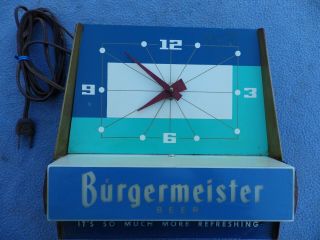 Vintage Burgermeister Beer Electric Lighted Clock - Herold Products Mod 502