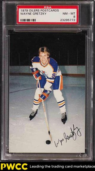 1979 Oilers Postcards Hockey Wayne Gretzky Rookie Rc Psa 8 Nm - Mt (pwcc)