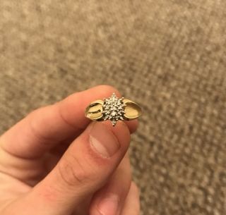 Vintage 10k Solid Yellow Gold Ring With Natural Diamonds 417 | Size 10 |