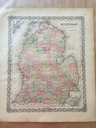 Colton Atlas Map 1855,  Michigan.  1st Edition,  Info Page 2 Maps