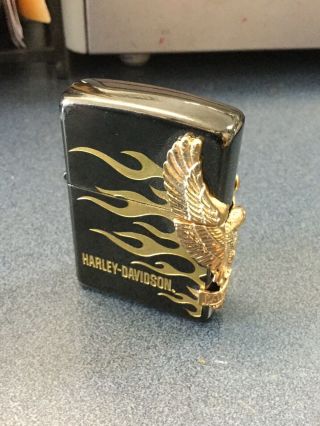Zippo Harley Davidson Gold Big Eagle Metal Oil Lighter